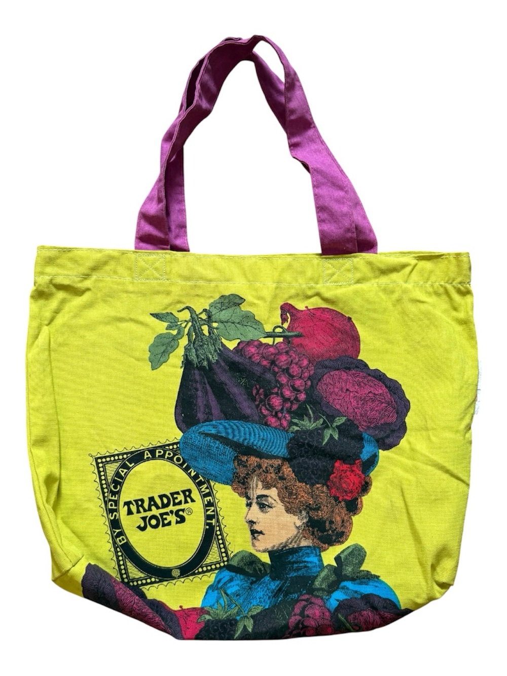 Vintage Trader Joes Fruit Lady Canvas Tote Bag Special Appointment Discontinued